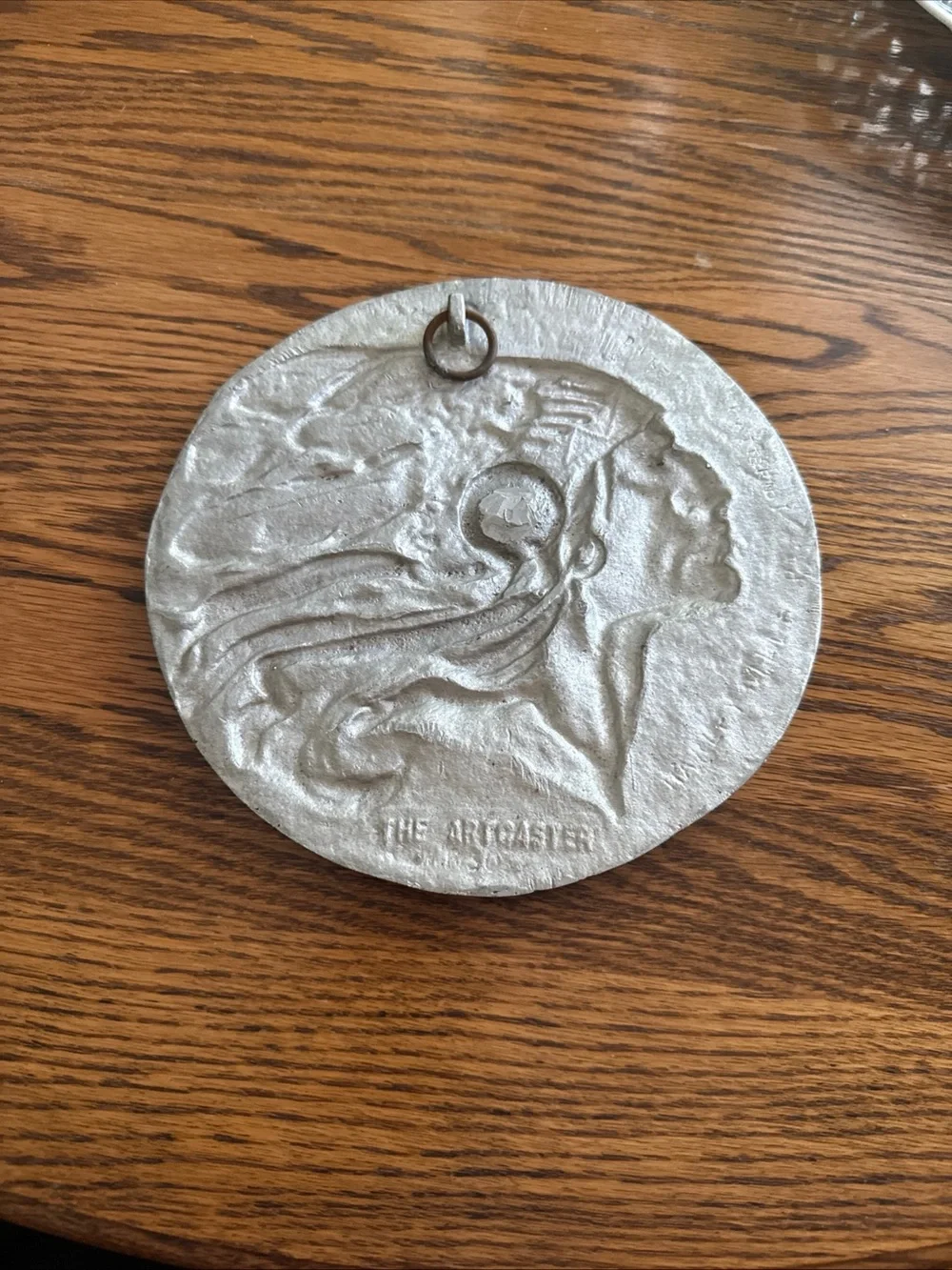 The artcasters Handcrafted Black/silver Cast Metal Plaque Native American